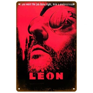 Metalowa Tabliczka Leon Zawodowiec – Szyld Filmowy Retro 20x30cm – Plakat Jean Reno Vintage
