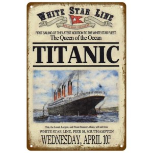 Metalowa Tabliczka Retro Titanic White Star Line – Plakat Vintage 20x30cm