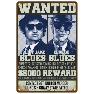 Metalowa Tabliczka Wanted The Blues Brothers – Plakat Vintage List Gończy 20x30cm