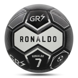 Piłka Nożna Rozmiar 5 Treningowa GR7 Czarno-Biała Styl Gwiazd Futbolu i Numeru 7