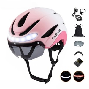 Kask rowerowy LED z kierunkowskazami 57–62 cm inteligentny, pilot, USB, wizjer magnetyczny