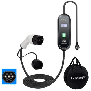 Mobilna ładowarka do aut elektrycznych EV 3.5kW, Typ 2, 16A, regulowana z wyświetlaczem LCD + torba