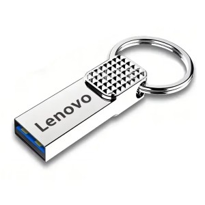Pendrive Lenovo 128 GB Pamięć Flash USB 3.0 Metalowy Brelok z Kółkiem do Kluczy Srebrny
