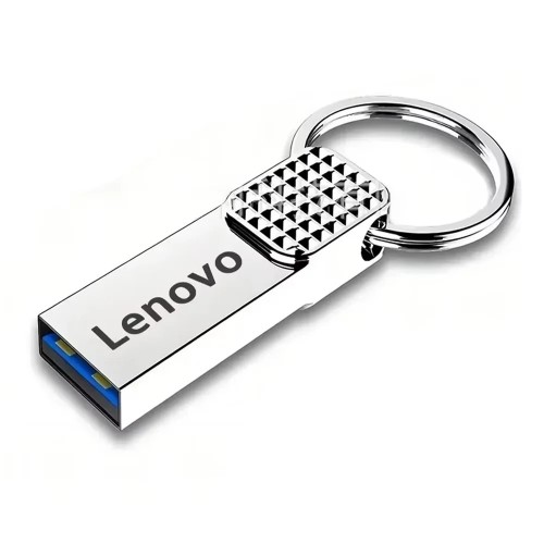Metalowy pendrive Lenovo 512GB USB 3.0 ze srebrnym kółkiem do kluczy