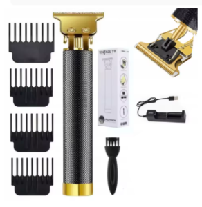 Trymer Maszynka do Strzyżenia Włosów i Brody Vintage T9 USB – Profesjonalna Golarka Bezprzewodowa T-Blade z 4 Nasadkami 1,5–4 mm