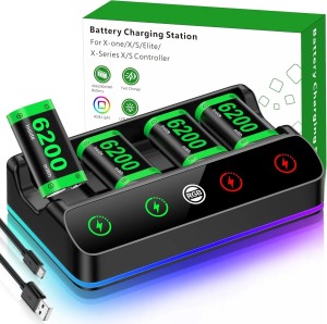 Ładowarka Stacja Dokująca do Akumulatorów Xbox Series X S One + 4x Akumulator 6200mWh RGB