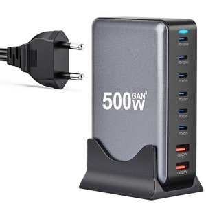 Ładowarka Sieciowa GaN III 500W 8 Portów USB-C PD100W PD65W QC 3.0 do Laptopów Telefonów