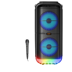 Głośnik imprezowy z podświetleniem LED w kolorze czarnym 1200W