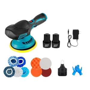 Zestaw akumulatorowej polerki do samochodów z dwoma akumulatorami 