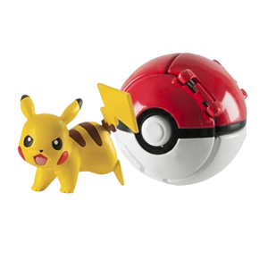 Zabawka dla dzieci wyskakujący Pokemon Pikachu z pokeballem w kolorze czerwonym