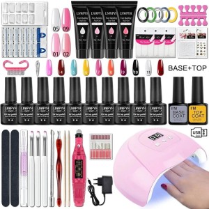 Lampa UV do paznokci z frezarką i akcesoria hybryda manicure 