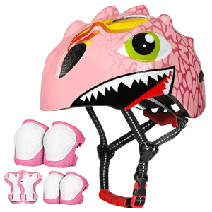  Dziecięcy Zestaw Ochraniaczy Kask Dinozaur Rower Rolki Hulajnoga 3-8 Lat 