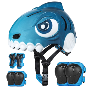 Dziecięcy Zestaw Kask Ochraniacze Rekin 3D Rower Rolki Hulajnoga 3-8 Lat