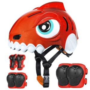 Dziecięcy Zestaw Kask Ochraniacze Rekin 3D Rower Rolki Hulajnoga 3-8 Lat 