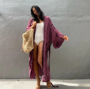 Kimono plażowe narzutka wakacyjna w stylu Tie Dye