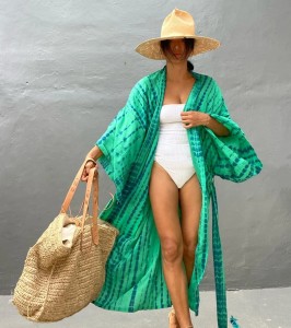Kimono plażowe narzutka wakacyjna w stylu Tie Dye