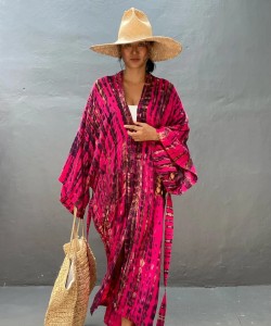 Kimono plażowe narzutka wakacyjna w stylu Tie Dye