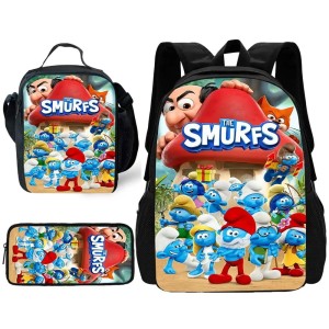 Zestaw Szkolny 3w1 Smerfy Plecak Lunchbox i Piórnik