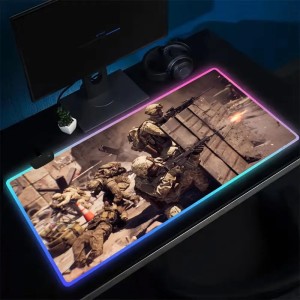 Podkładka gamingowa RGB 900×400 mm – motyw wojenny w stylu Battlefield, podświetlana LED