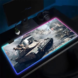Podkładka gamingowa RGB 900×400 mm – motyw wojenny w stylu Battlefield, podświetlana LED