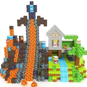 Zestaw klocków magnetycznych w stylu Minecraft 200 elementów Pixelowy świat mix klocków
