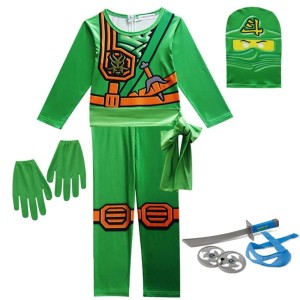 Kostium Ninja dla Dzieci z Akcesoriami – Strój Wojownika w Stylu Ninjago
