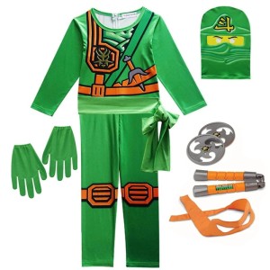 Kostium Ninja dla Dzieci z Akcesoriami – Strój Wojownika w Stylu Ninjago 