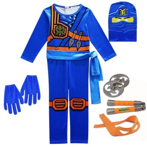 Kostium Ninja dla Dzieci z Akcesoriami – Strój Wojownika w Stylu Ninjago