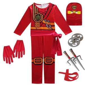 Kostium Ninja dla Dzieci z Akcesoriami – Strój Wojownika w Stylu Ninjago