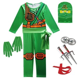 Kostium Ninja dla Dzieci z Akcesoriami – Strój Wojownika w Stylu Ninjago